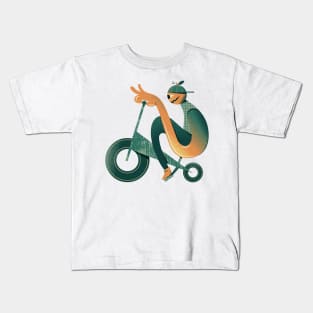Halloween monster on a bicycle Kids T-Shirt
